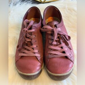 SOFTINOS Purple Leather Lace Up Sneakers